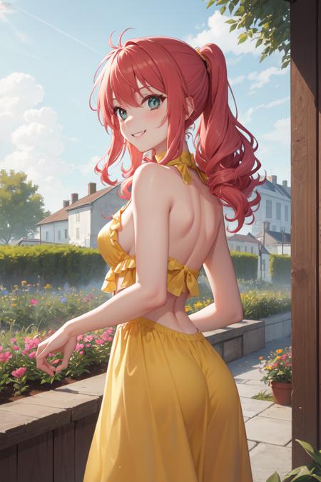 2486139-2417002760-masterpiece, best quality, absurdres, perfect anatomy, 1girl, solo, Feldt Grace, long hair, from behind, sundress, yellow sundre.png